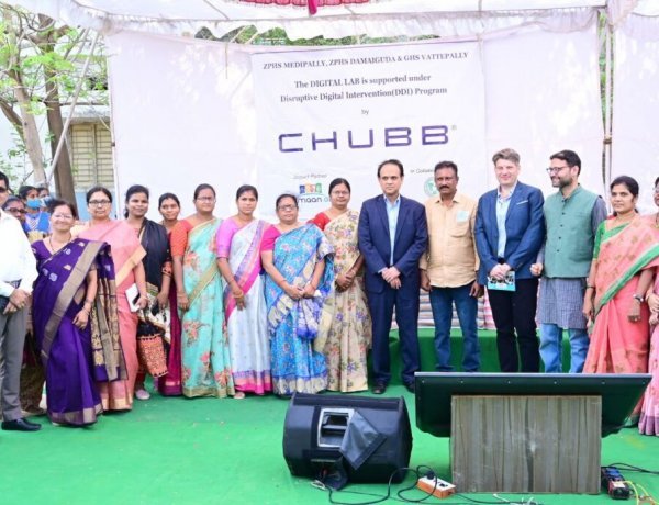 Top management from Chubb visit a government school in Hyderabad